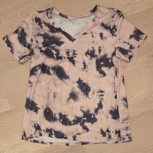 Tie-Dye V Neck Short Sleeve Women's Top